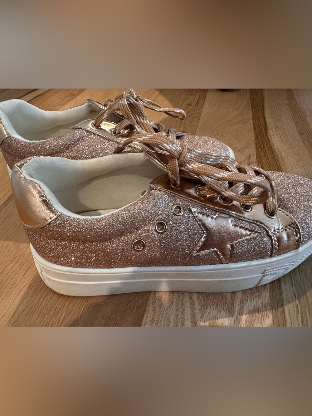 Sparkle Star Platform Sneakers - Rose Gold